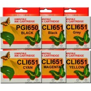 Compatible Canon PGI650XL CLI651XL Ink Cartridges (Includes Grey)
